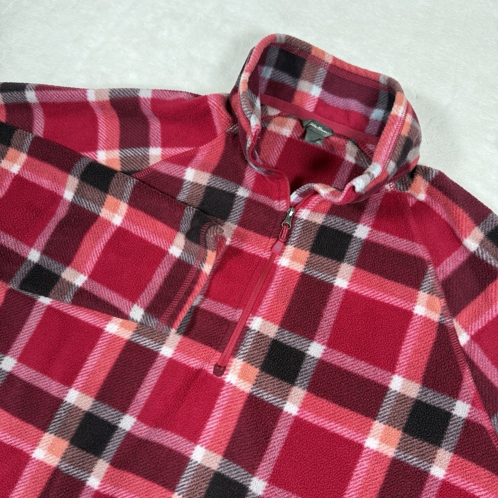 Eddie Bauer 1/4 Zip Fleece Top Womens X-Large Red Pink Purple  Long Sleeve